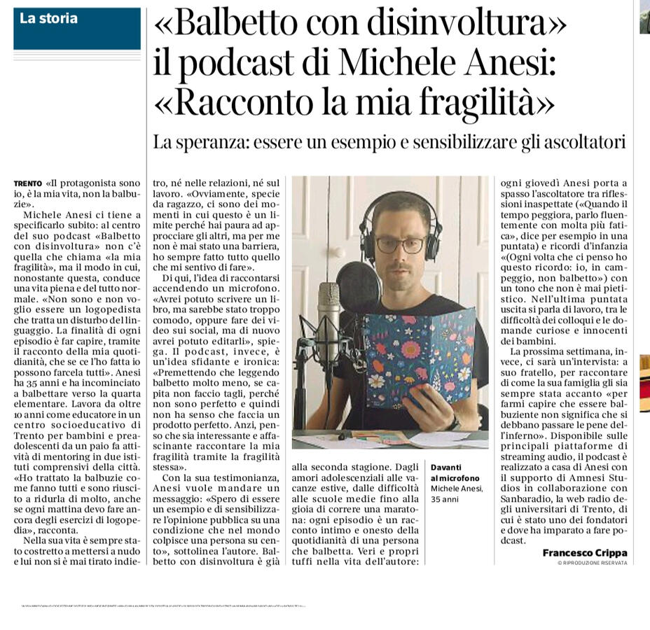 Intervista sul Correre del Trentino, febbraio 2026. By Francesco Crippa. Intervista sul Correre del Trentino, febbraio 2026. By Francesco Crippa.